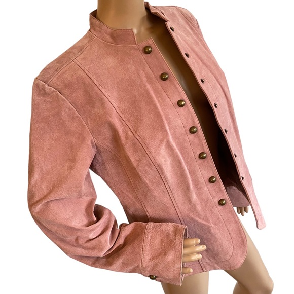 LIVE A LITTLE  | MAUVE PINK LEATHER JACKET  SZ L - Picture 5 of 16